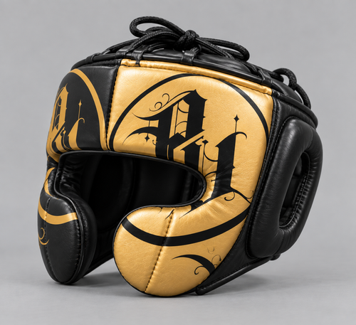 CASCO POMULAR DE BOXEO PEBV — NEGRO & ORO