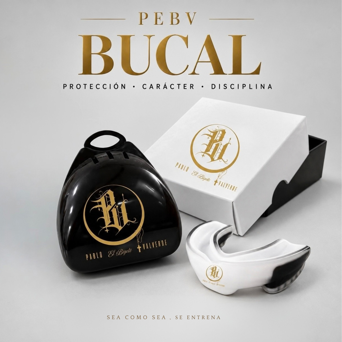 BUCAL DE BOXEO PEBV — Blanco, Negro & Oro